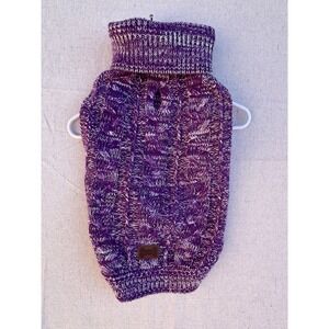 WOOF Purple Cable Knit Dog Sweater Turtleneck Pet Clothes Large Purple Marl